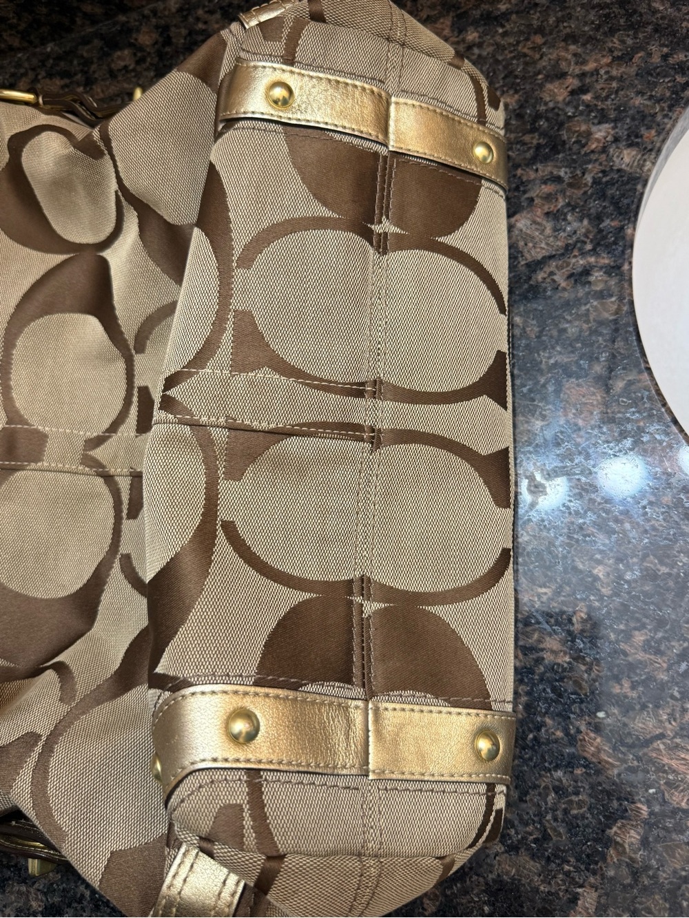 Coach Brown Signature Carly Hobo Bag - Classic Canvas - Picture 12 of 14
